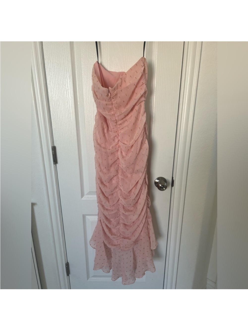 Revolve Midi Dress - Michael Costello 💗🌸 pink gold high low ruffle - Picture 5 of 12